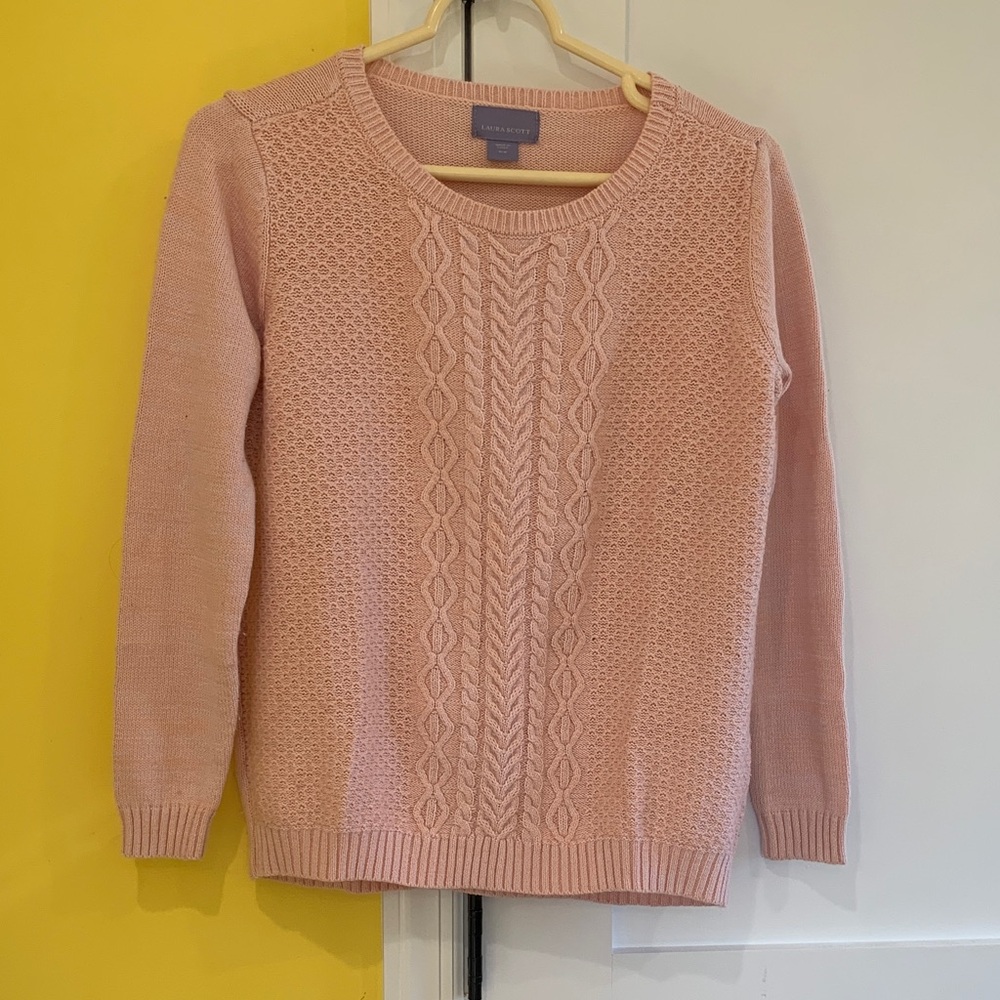 Laura Scott Pink Cable Knit Sweater